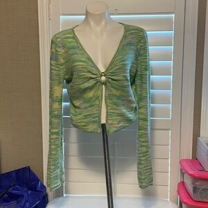 American Eagle Outfitters Green Tie-Front Crop Top